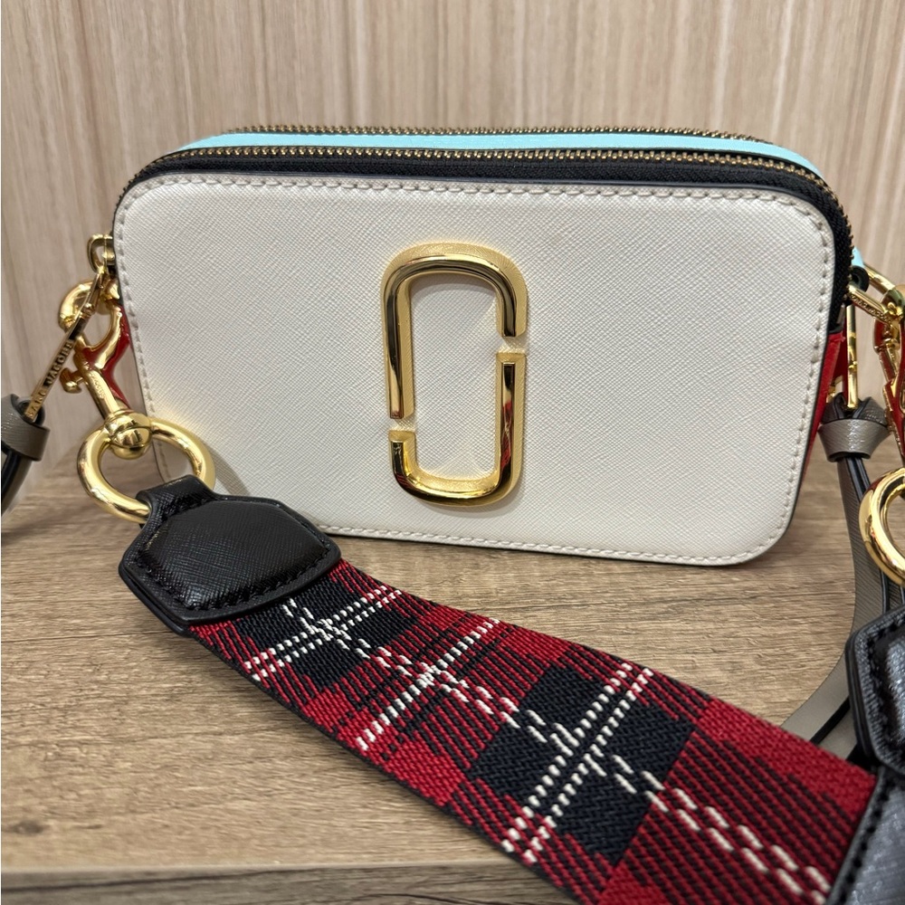 Marc Jacobs White / Blue / Red Snapshot Bag